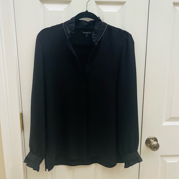 Lafayette 148 New York Tops - lafayette 148 New York Blouse Black Size M Silk silver collar detail